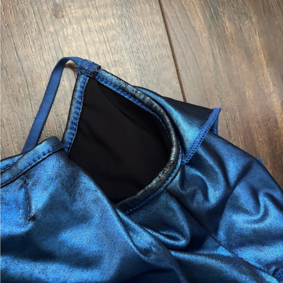 Revamped Blue Satin Ruffle Top - Picture 10 of 11